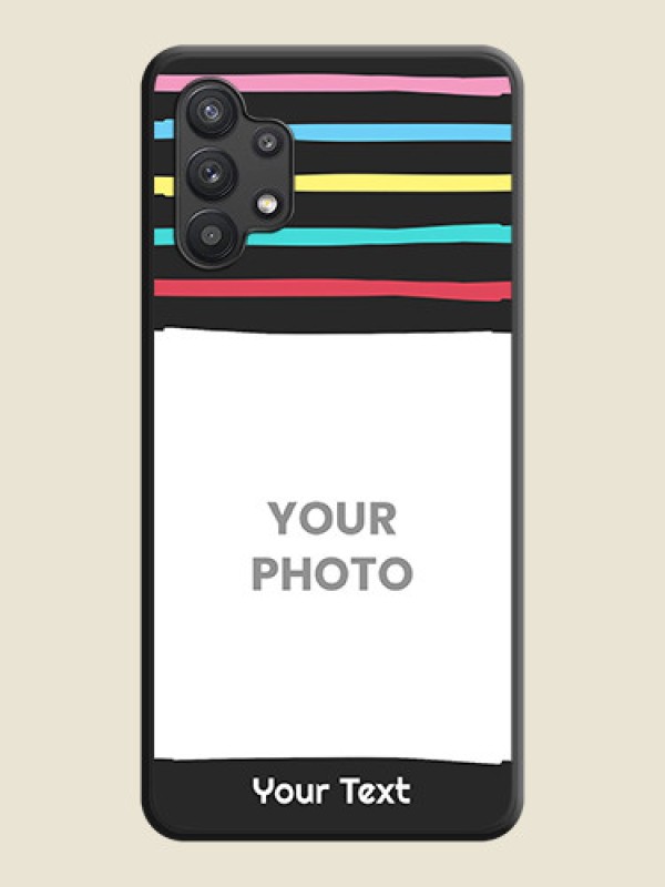Custom Multicolor Lines with Image on Space Black Personalized Soft Matte Phone Covers - Galaxy M32 5G - alternate view