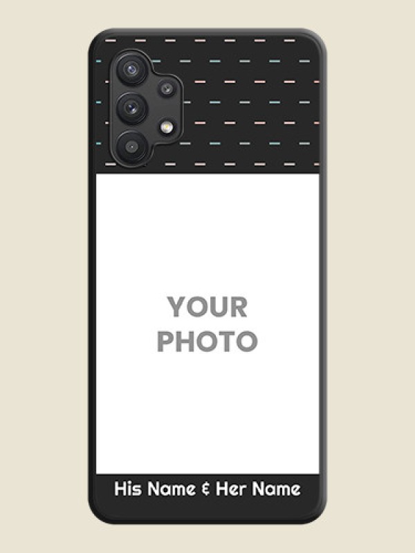 Custom Line Pattern Design with Text on Space Black Custom Soft Matte Phone Back Cover - Galaxy M32 5G - alternate view