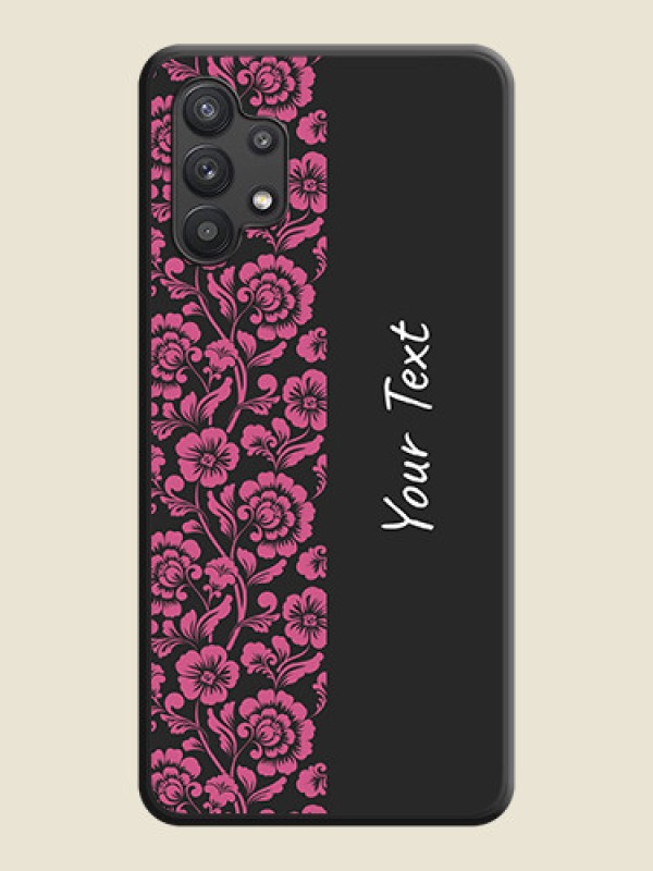 Custom Pink Floral Pattern Design With Custom Text On Space Black Personalized Soft Matte Phone Covers -Samsung Galaxy M32 5G - alternate view