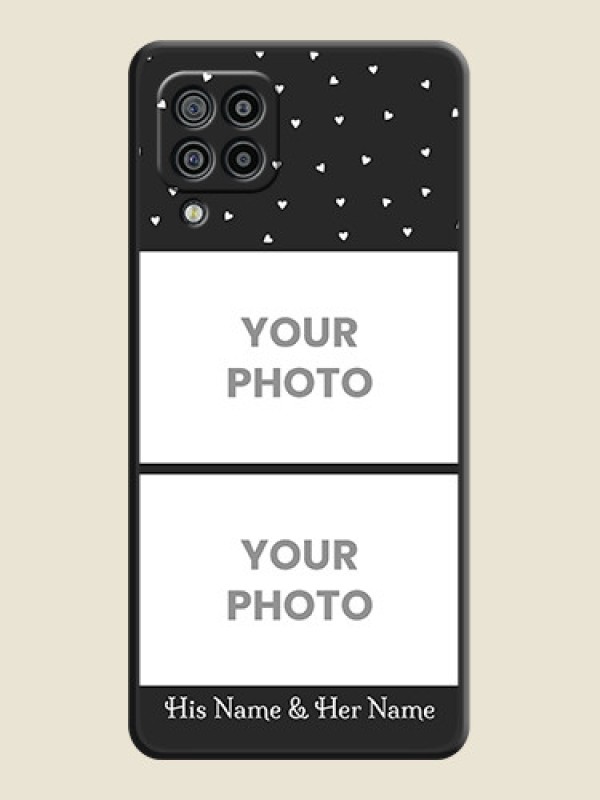 Custom Miniature Love Symbols with Name on Space Black Custom Soft Matte Back Cover - Galaxy M32 - alternate view