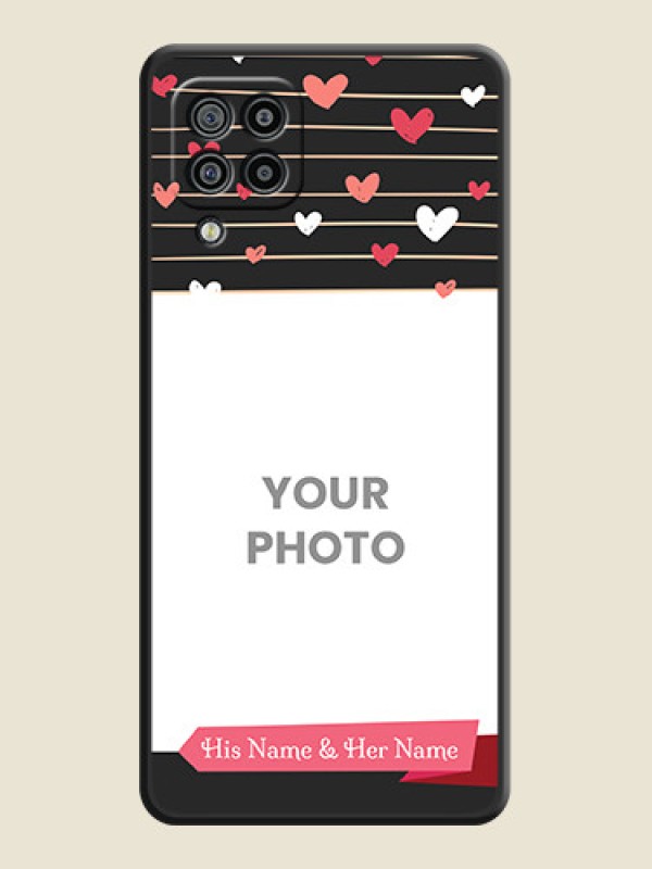 Custom Love Pattern with Name on Pink Ribbon  on Photo on Space Black Soft Matte Back Cover - Galaxy M32 - alternate view