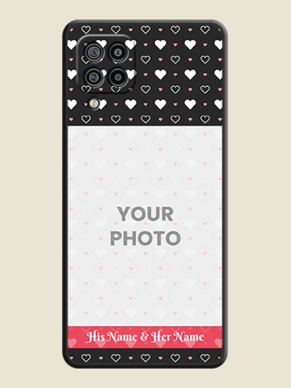 Custom White Color Love Symbols with Text Design on Photo on Space Black Soft Matte Phone Cover - Galaxy M32 - alternate view