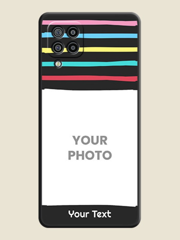 Custom Multicolor Lines with Image on Space Black Personalized Soft Matte Phone Covers - Galaxy M32 - alternate view