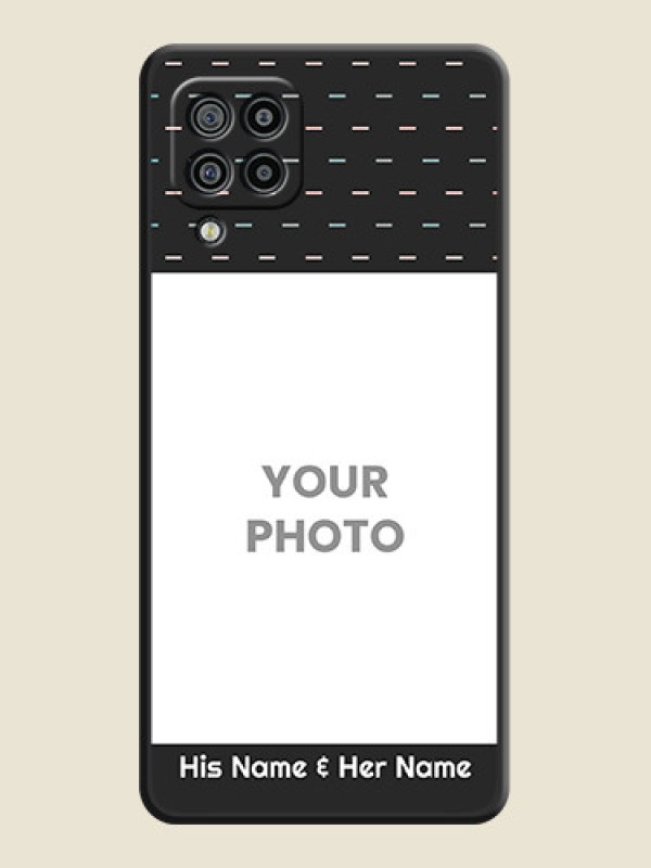 Custom Line Pattern Design with Text on Space Black Custom Soft Matte Phone Back Cover - Galaxy M32 - alternate view