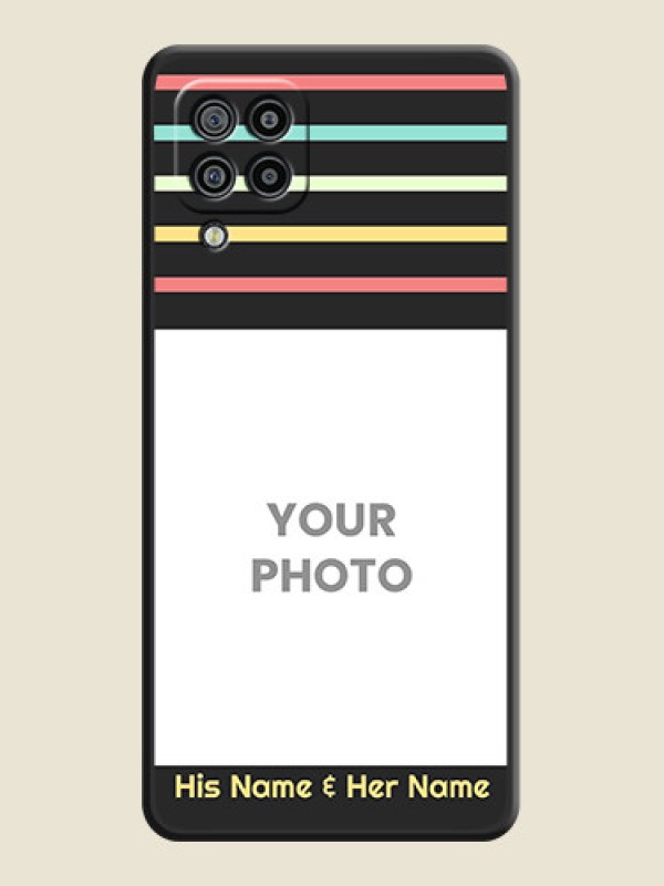 Custom Color Stripes with Photo and Text on Photo on Space Black Soft Matte Mobile Case - Galaxy M32 - alternate view