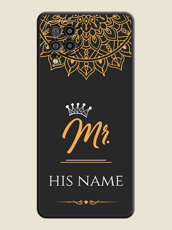 Custom Mr Name with Floral Design  on Personalised Space Black Soft Matte Cases - Galaxy M32 - alternate view
