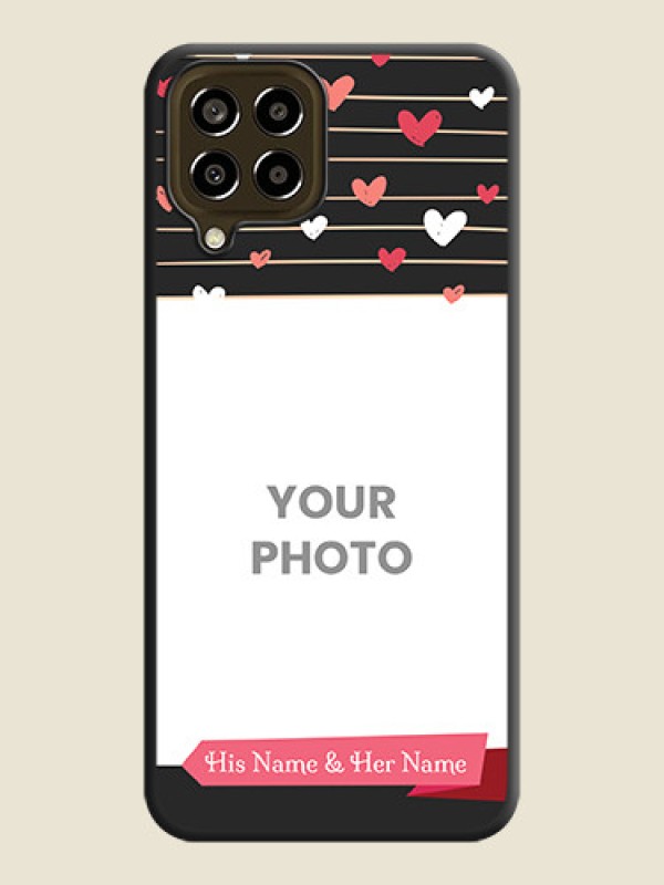 Custom Love Pattern with Name on Pink Ribbon  on Photo on Space Black Soft Matte Back Cover - Galaxy M33 5G - alternate view