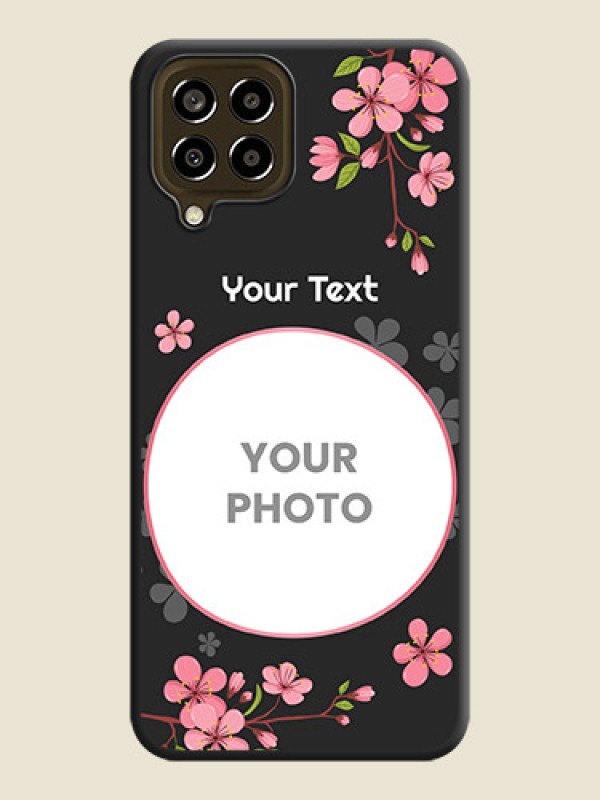 Custom Round Image with Pink Color Floral Design on Photo on Space Black Soft Matte Back Cover - Galaxy M33 5G - alternate view