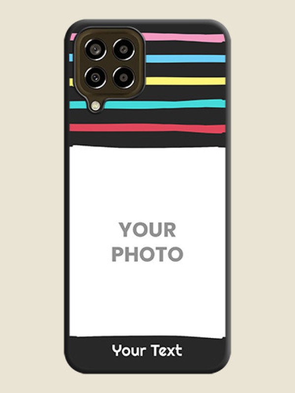 Custom Multicolor Lines with Image on Space Black Personalized Soft Matte Phone Covers - Galaxy M33 5G - alternate view