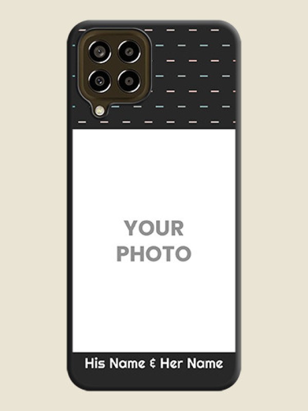 Custom Line Pattern Design with Text on Space Black Custom Soft Matte Phone Back Cover - Galaxy M33 5G - alternate view