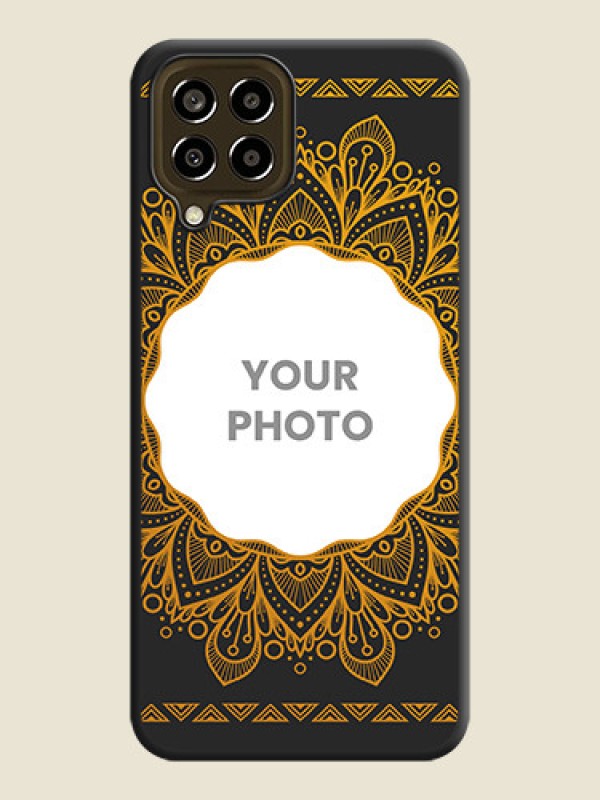 Custom Round Image with Floral Design on Photo on Space Black Soft Matte Mobile Cover - Galaxy M33 5G - alternate view