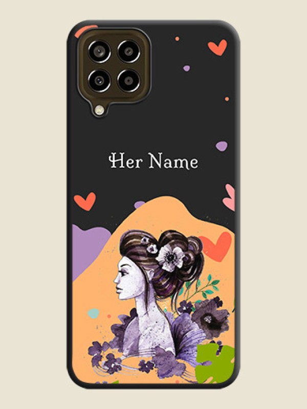 Custom Namecase For Her With Fancy Lady Image On Space Black Personalized Soft Matte Phone Covers -Samsung Galaxy M33 5G - alternate view