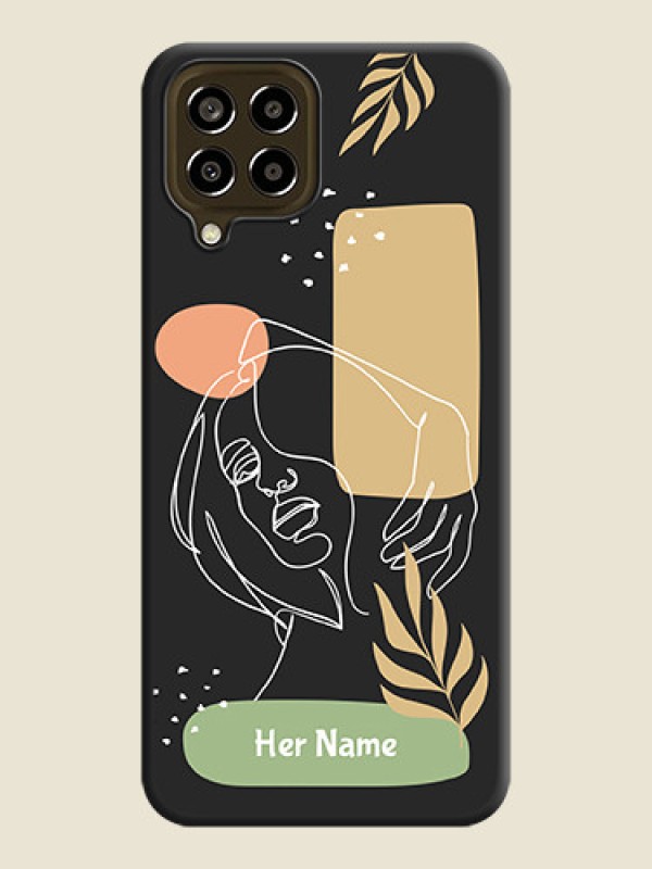 Custom Custom Text With Line Art Of Women & Leaves Design On Space Black Personalized Soft Matte Phone Covers -Samsung Galaxy M33 5G - alternate view