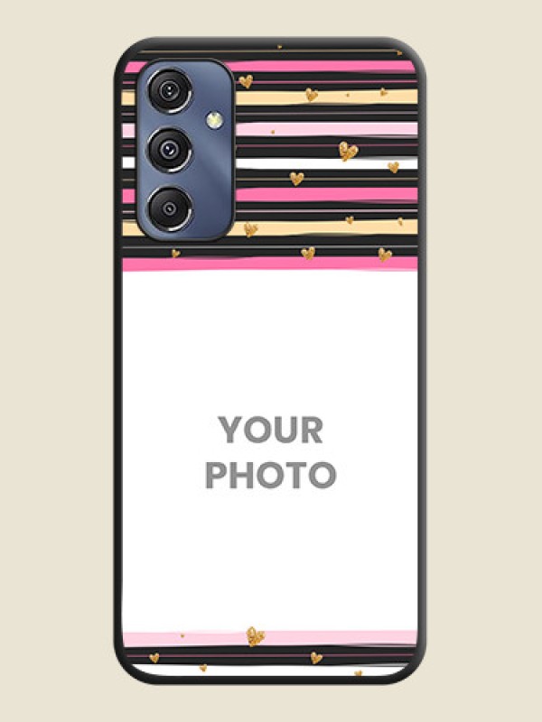 Custom Multicolor Lines and Golden Love Symbols Design - Photo on Space Black Soft Matte Mobile Cover - Galaxy M34 5G - alternate view