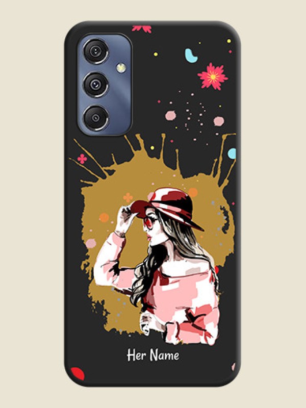 Custom Mordern Lady With Color Splash Background With Custom Text On Space Black Personalized Soft Matte Phone Covers - Galaxy M34 5G - alternate view