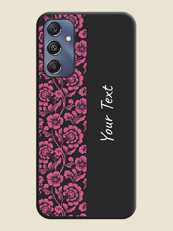 Custom Pink Floral Pattern Design With Custom Text On Space Black Personalized Soft Matte Phone Covers - Galaxy M34 5G - alternate view