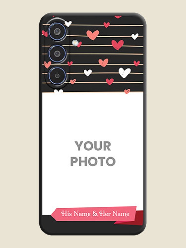 Custom Love Pattern with Name on Pink Ribbon on Photo On Space Black Custom Soft Matte Mobile Back Cover - Samsung Galaxy M35 5G - alternate view