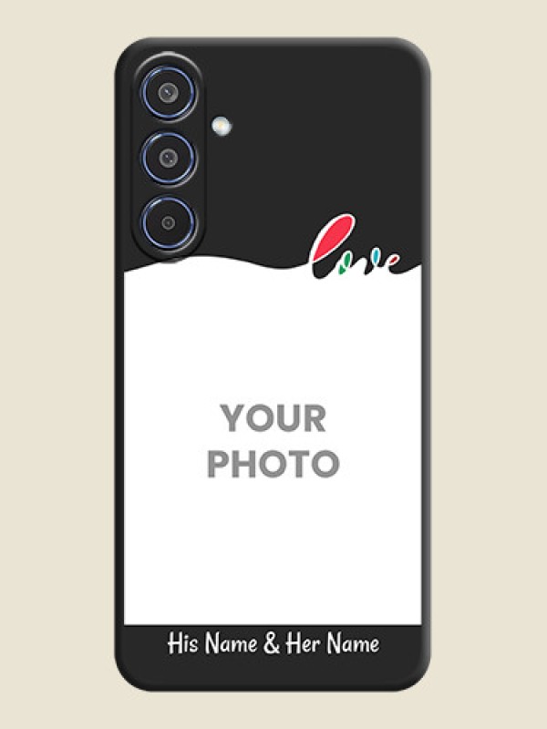 Custom Fall in Love Pattern with Picture on Photo On Space Black Custom Soft Matte Mobile Back Cover - Samsung Galaxy M35 5G - alternate view