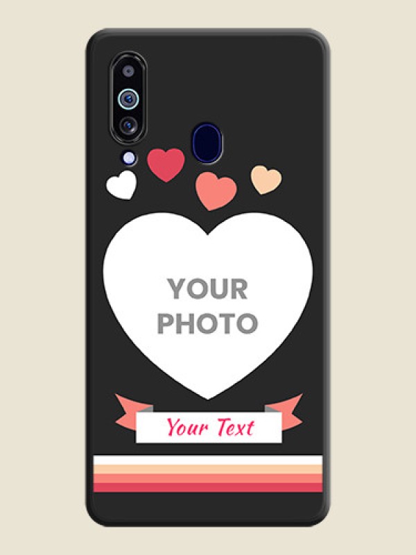Custom Love Shaped Photo with Colorful Stripes on Personalised Space Black Soft Matte Cases - Galaxy M40 - alternate view