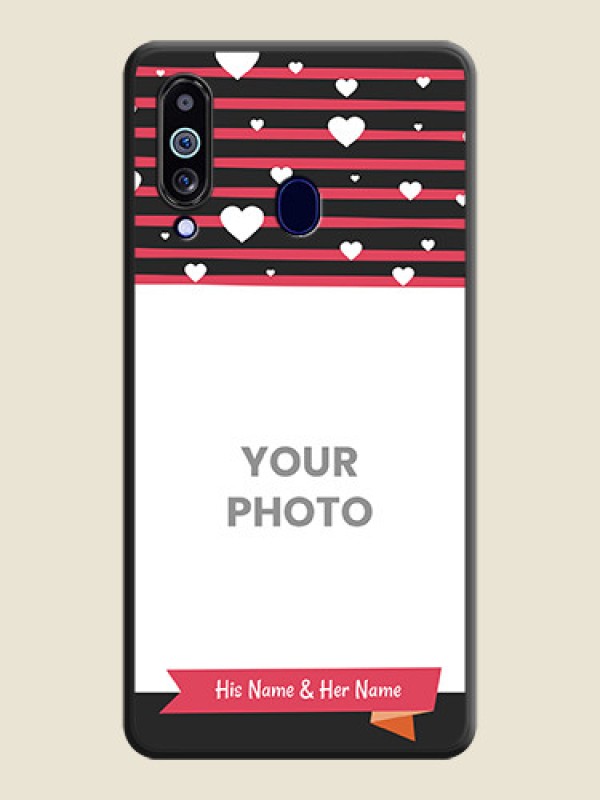 Custom White Color Love Symbols with Pink Lines Pattern on Space Black Custom Soft Matte Phone Cases - Galaxy M40 - alternate view