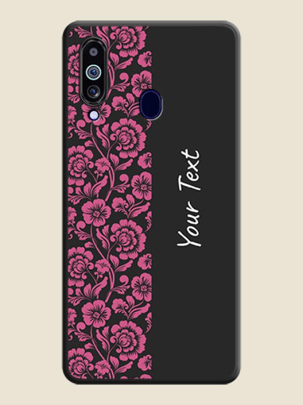 Custom Pink Floral Pattern Design With Custom Text On Space Black Personalized Soft Matte Phone Covers -Samsung Galaxy M40 - alternate view