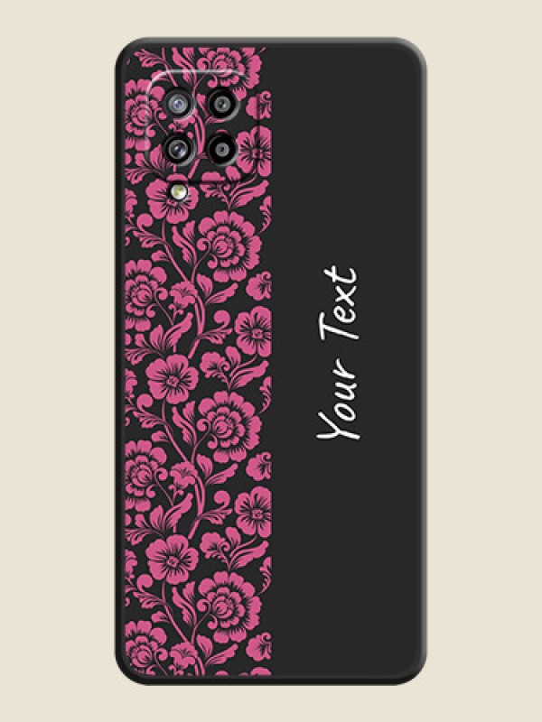 Custom Pink Floral Pattern Design With Custom Text On Space Black Personalized Soft Matte Phone Covers -Samsung Galaxy M42 5G - alternate view