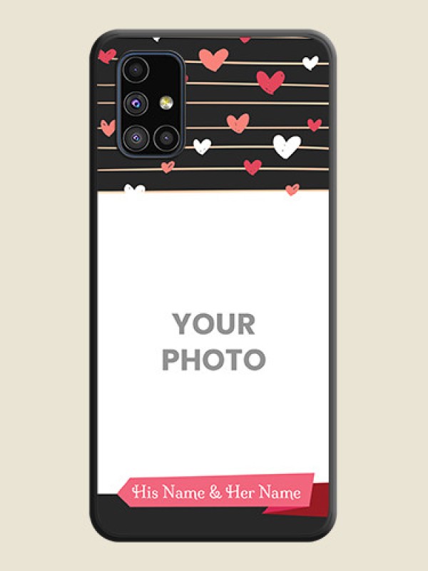 Custom Love Pattern with Name on Pink Ribbon  on Photo on Space Black Soft Matte Back Cover - Galaxy M51 - alternate view