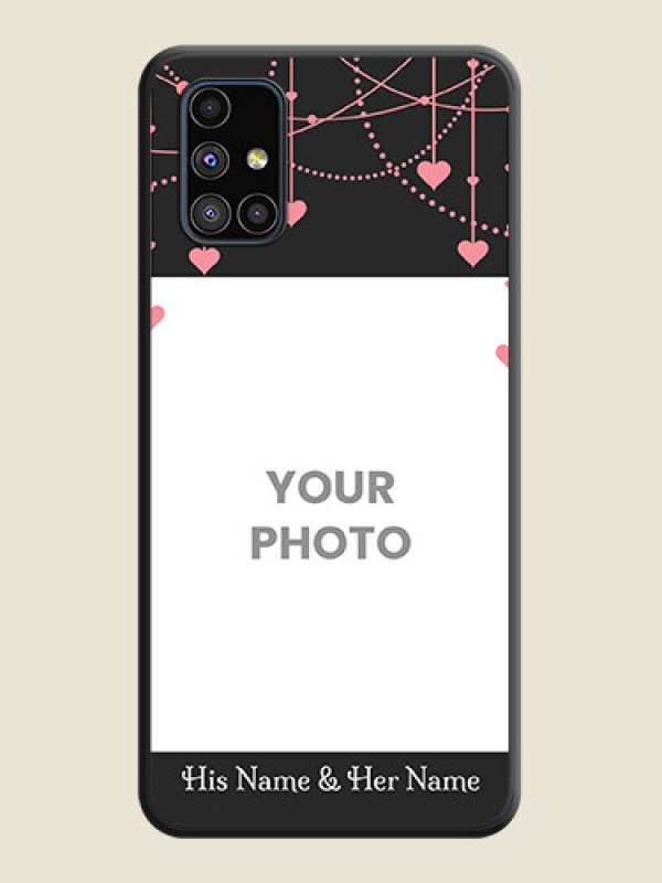 Custom Pink Love Hangings with Text on Space Black Custom Soft Matte Back Cover - Galaxy M51 - alternate view
