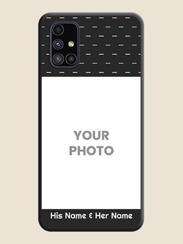 Custom Line Pattern Design with Text on Space Black Custom Soft Matte Phone Back Cover - Galaxy M51 - alternate view
