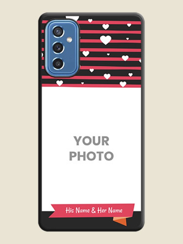 Custom White Color Love Symbols with Pink Lines Pattern on Space Black Custom Soft Matte Phone Cases - Samsung Galaxy M52 5G - alternate view