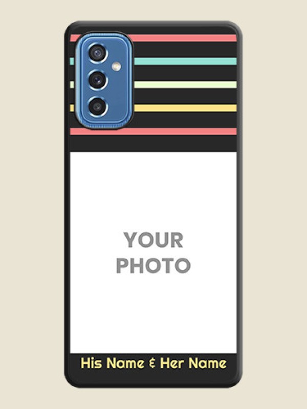 Custom Color Stripes with Photo and Text on Photo on Space Black Soft Matte Mobile Case - Samsung Galaxy M52 5G - alternate view