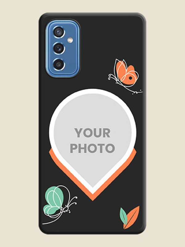 Custom Upload Pic With Simple Butterly Design On Space Black Personalized Soft Matte Phone Covers -Samsung Galaxy M52 5G - alternate view