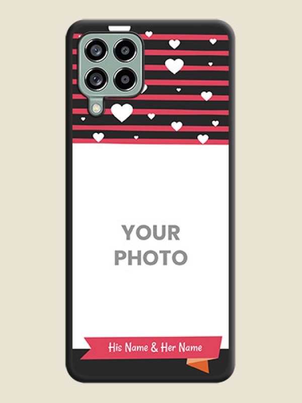 Custom White Color Love Symbols with Pink Lines Pattern on Space Black Custom Soft Matte Phone Cases - Galaxy M53 5G - alternate view