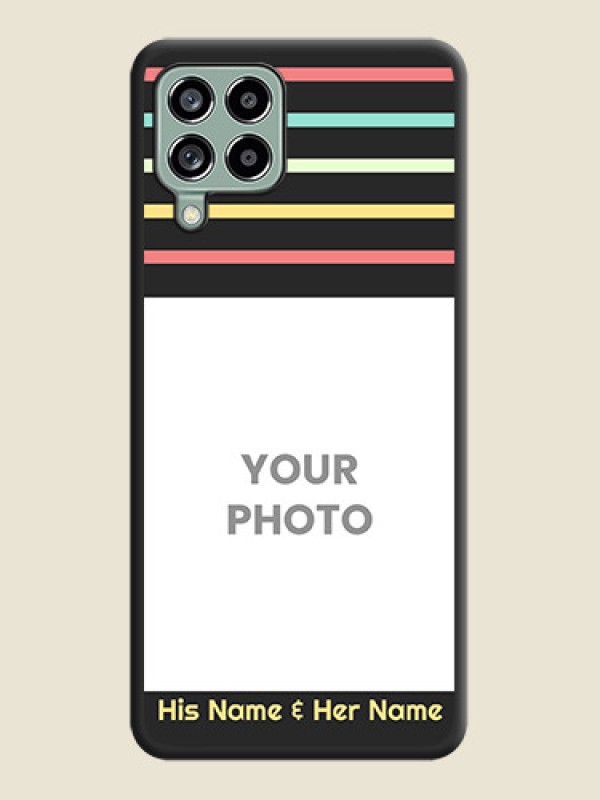 Custom Color Stripes with Photo and Text on Photo on Space Black Soft Matte Mobile Case - Galaxy M53 5G - alternate view