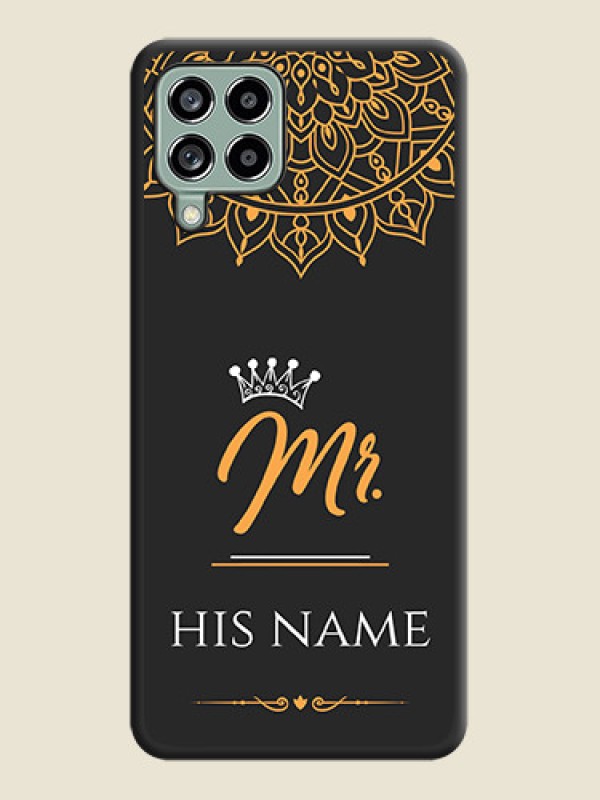 Custom Mr Name with Floral Design  on Personalised Space Black Soft Matte Cases - Galaxy M53 5G - alternate view
