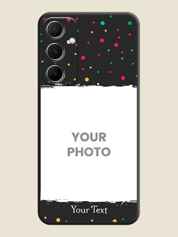 Custom Multicolor Dotted Pattern with Text On Space Black Custom Soft Matte Mobile Back Cover - Galaxy M55 5G - alternate view