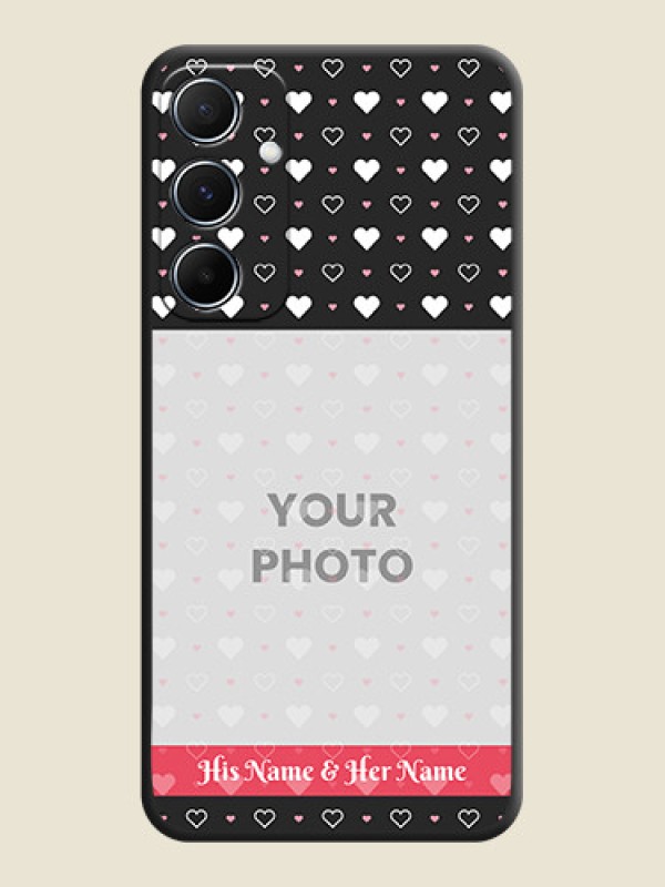 Custom White Color Love Symbols with Text Design on Photo On Space Black Custom Soft Matte Mobile Back Cover - Galaxy M55s 5G - alternate view