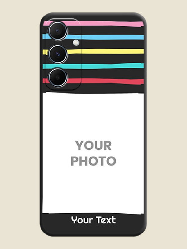 Custom Multicolor Lines with Image On Space Black Custom Soft Matte Mobile Back Cover - Galaxy M55s 5G - alternate view