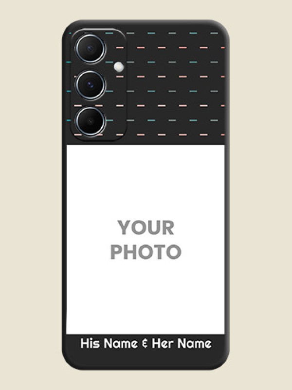 Custom Line Pattern Design with Text On Space Black Custom Soft Matte Mobile Back Cover - Galaxy M55s 5G - alternate view