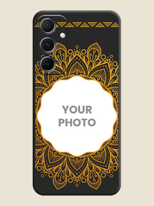 Custom Round Image with Floral Design On Space Black Custom Soft Matte Mobile Back Cover - Galaxy M55s 5G - alternate view