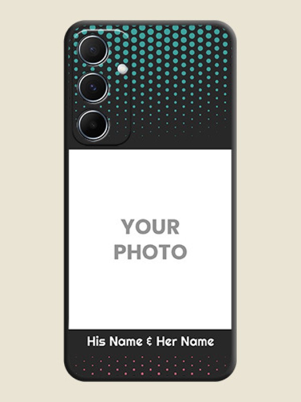 Custom Faded Dots with Grunge Photo Frame and Text On Space Black Custom Soft Matte Mobile Back Cover - Galaxy M55s 5G - alternate view