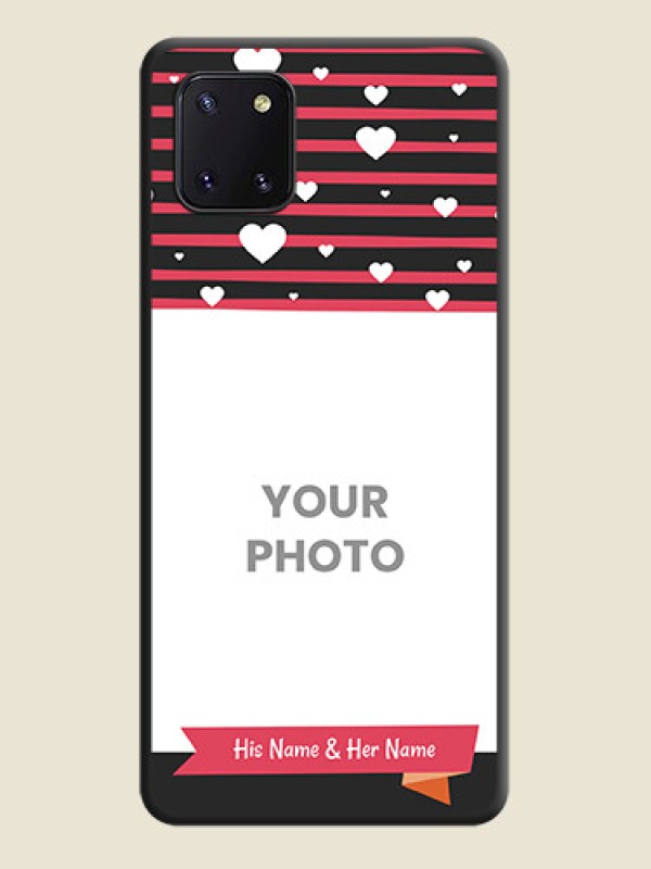 Custom White Color Love Symbols with Pink Lines Pattern on Space Black Custom Soft Matte Phone Cases - Galaxy Note 10 Lite - alternate view