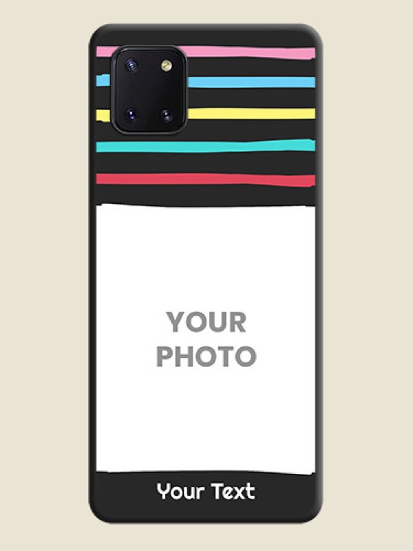 Custom Multicolor Lines with Image on Space Black Personalized Soft Matte Phone Covers - Galaxy Note 10 Lite - alternate view