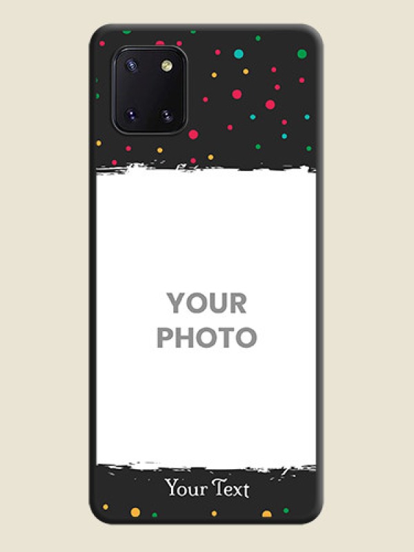 Custom Multicolor Dotted Pattern with Text on Space Black Custom Soft Matte Phone Back Cover - Galaxy Note 10 Lite - alternate view
