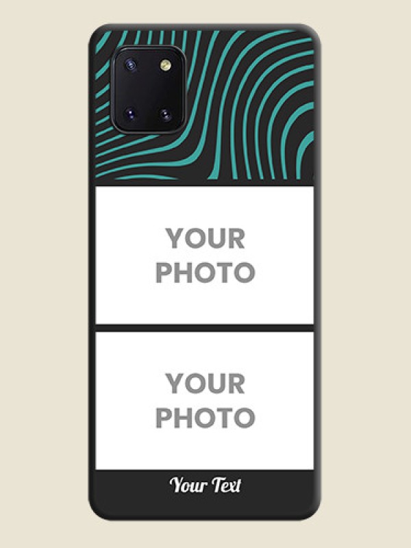Custom Wave Pattern with 2 Image Holder on Space Black Personalized Soft Matte Phone Covers - Galaxy Note 10 Lite - alternate view