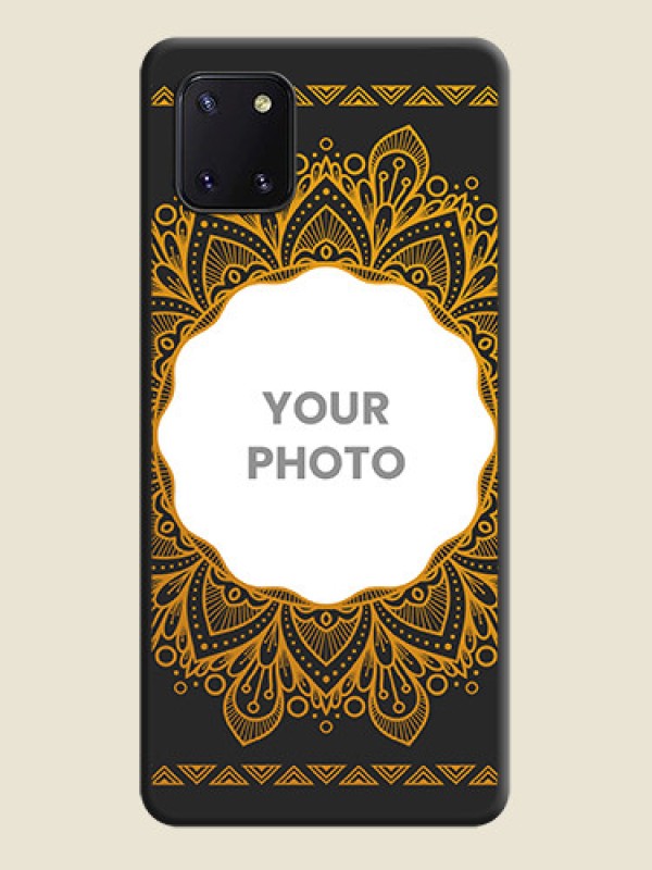 Custom Round Image with Floral Design on Photo on Space Black Soft Matte Mobile Cover - Galaxy Note 10 Lite - alternate view
