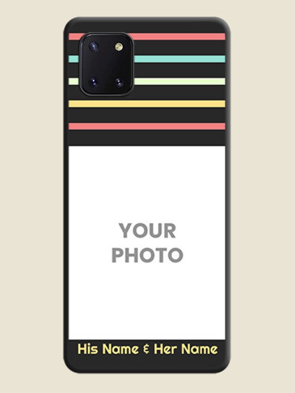 Custom Color Stripes with Photo and Text on Photo on Space Black Soft Matte Mobile Case - Galaxy Note 10 Lite - alternate view