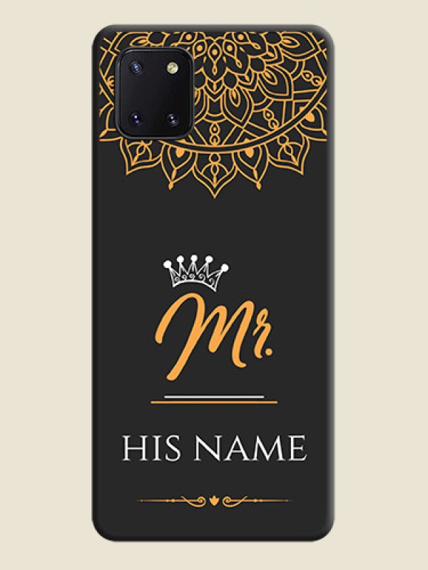 Custom Mr Name with Floral Design  on Personalised Space Black Soft Matte Cases - Galaxy Note 10 Lite - alternate view