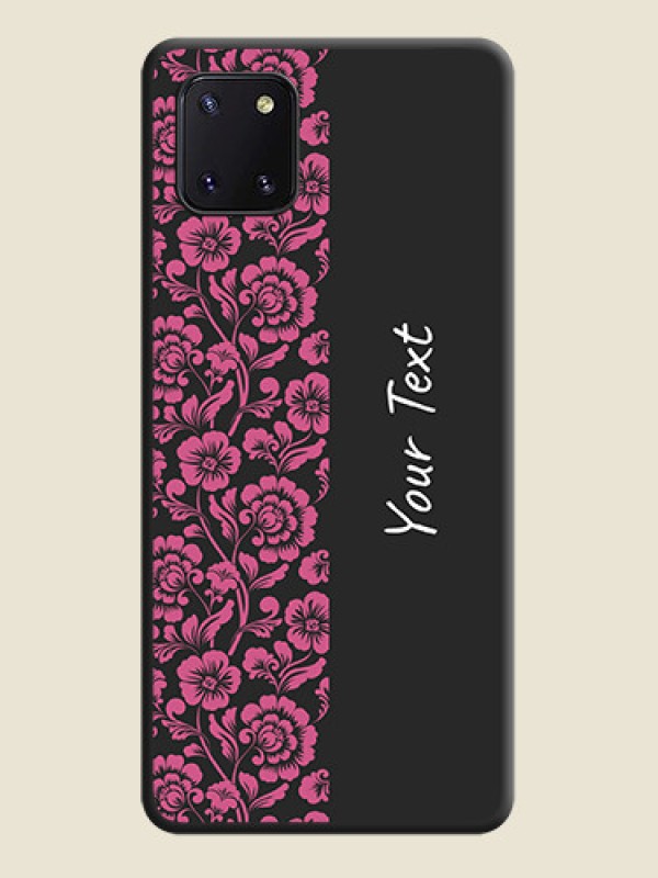 Custom Pink Floral Pattern Design With Custom Text On Space Black Personalized Soft Matte Phone Covers -Samsung Galaxy Note 10 Lite - alternate view