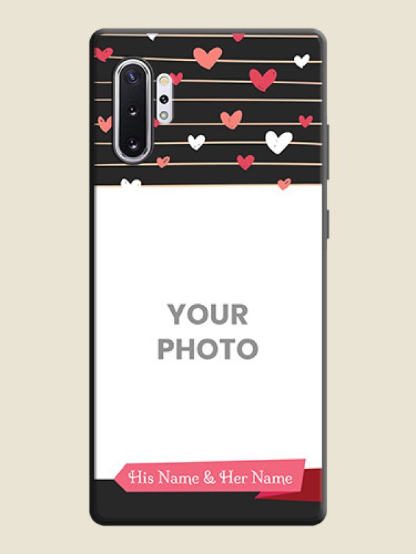 Custom Love Pattern with Name on Pink Ribbon  - Photo on Space Black Soft Matte Back Cover - Galaxy Note 10 Plus - alternate view